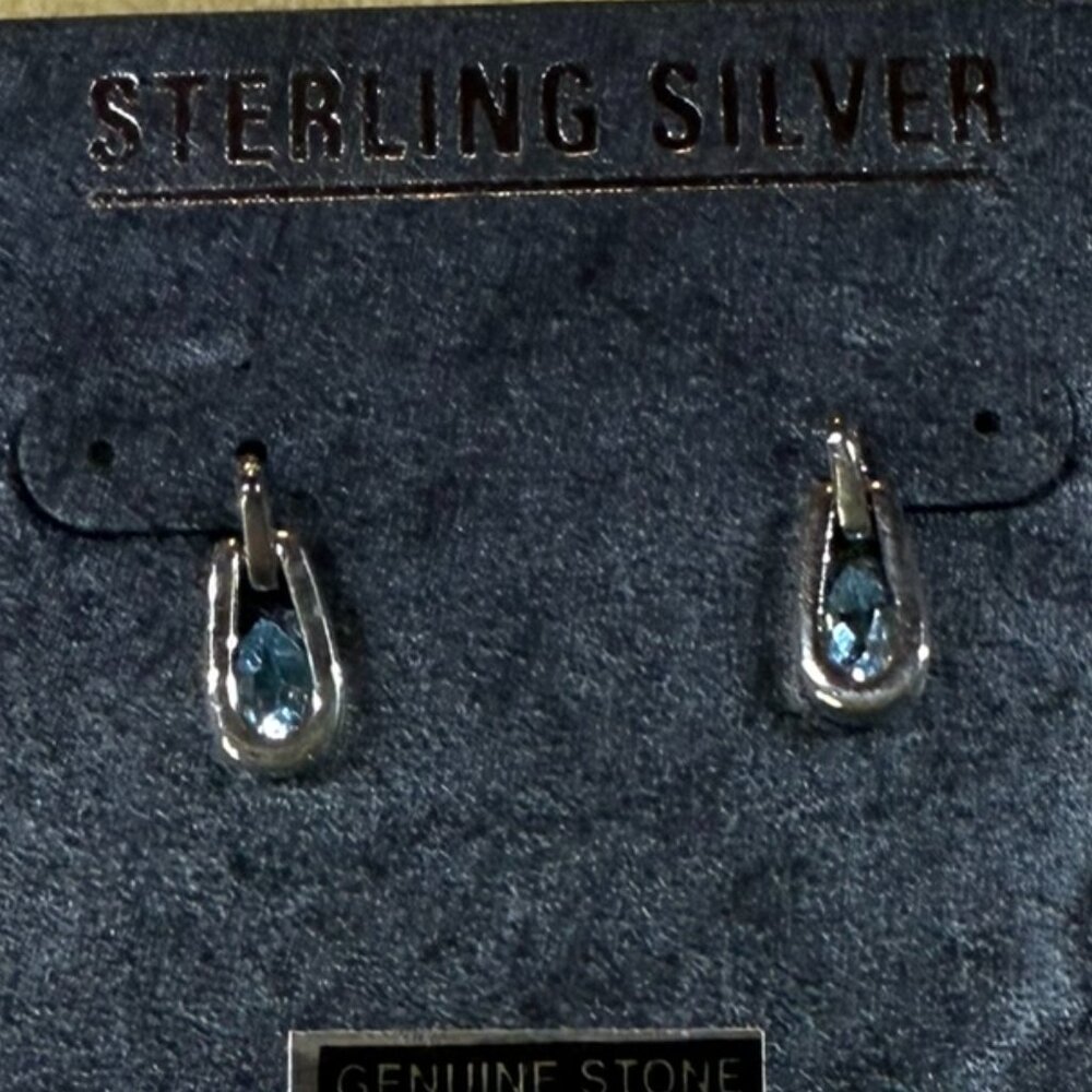 Aqua Sterling Silver Pierced Earrings